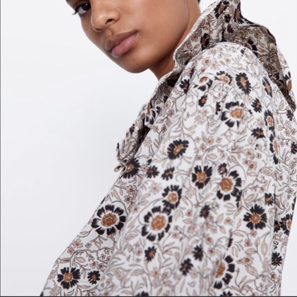 Zara floral cotton blouse